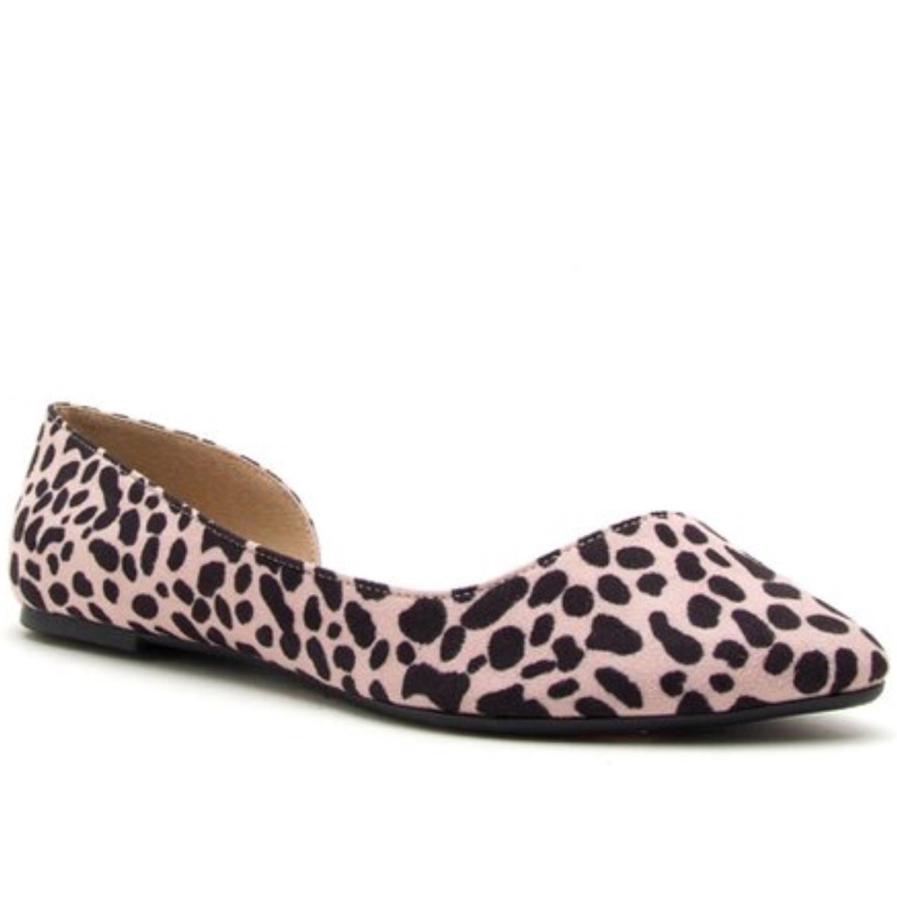 Qupid d'orsay style leopard flat with almond toe